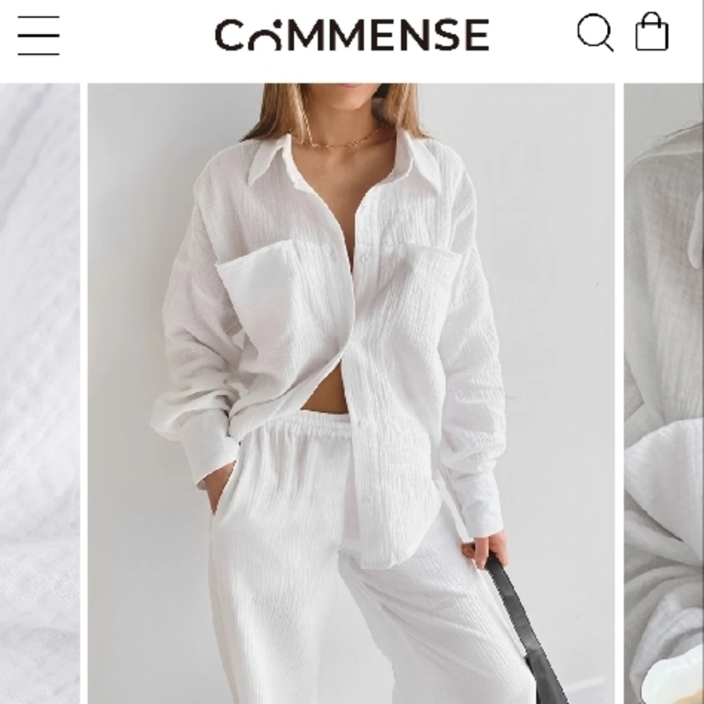 Commense Classic White Shirt and Pants Set